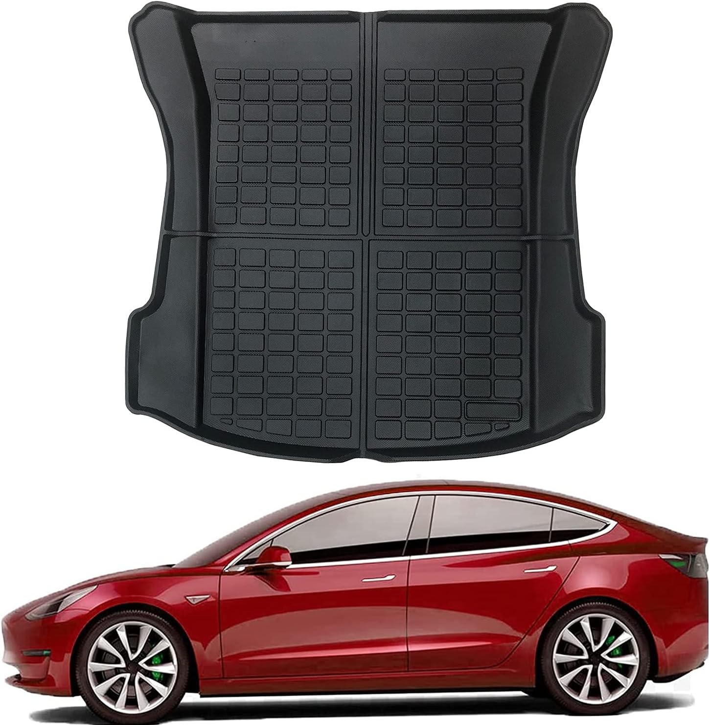 NOWIGOT 3D Rear Cargo Liner Trunk TPE Anti-Slip Durable Waterproof Mat Accessories for Tesla Model 3 2021 2020 2019 2018 2017