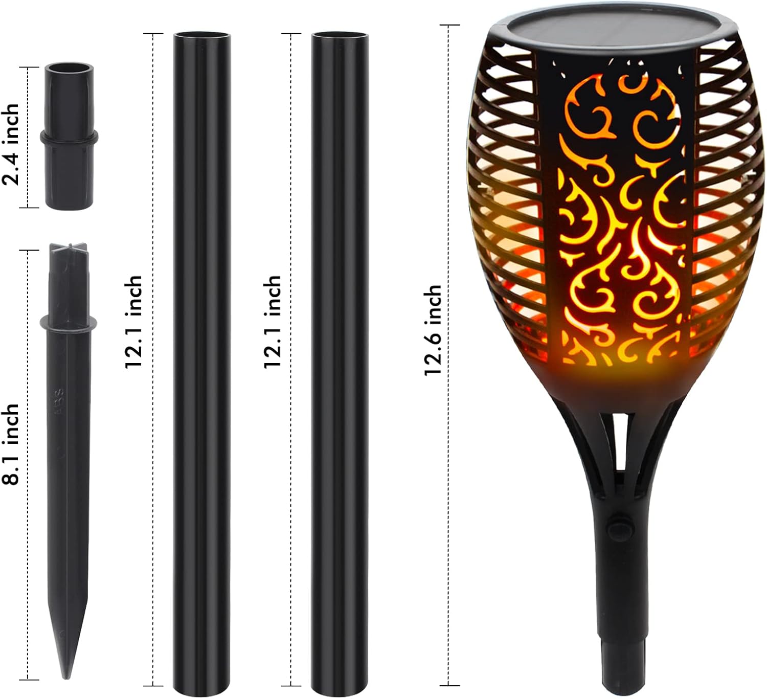 BOTINDO Outdoor Light Solar Waterproof Torch lickering Flames Upgraded 96 LED Flickering Flames 43