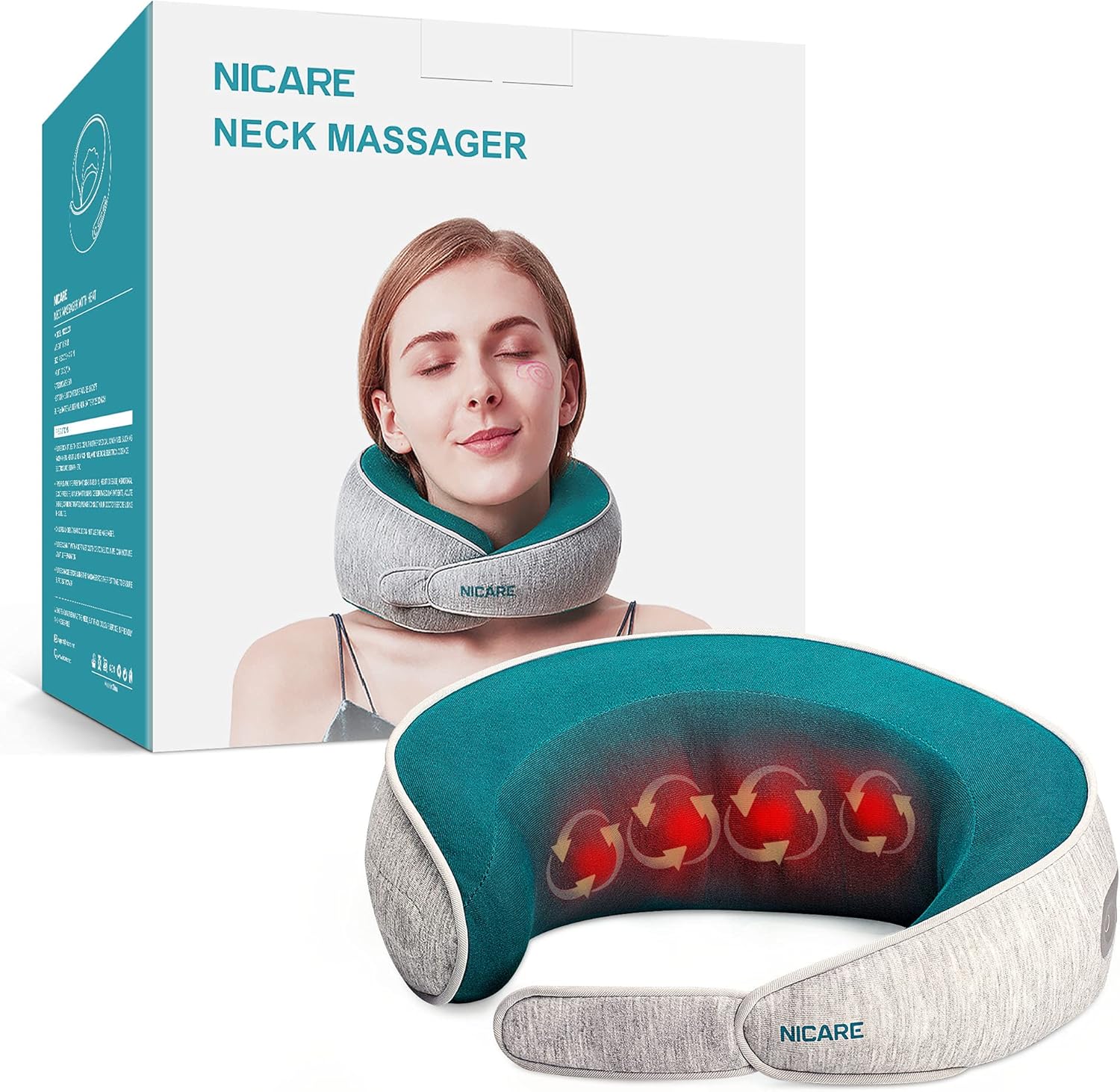 Neck Massager, Shiatsu Neck Massager with Heat for Neck Pain Relief, Massagers for Neck and Back with 3D Deep-Kneading Bead, Neck and Shoulder Massage, Neck Relax, Neck Pillow for Travel, Office, Gift