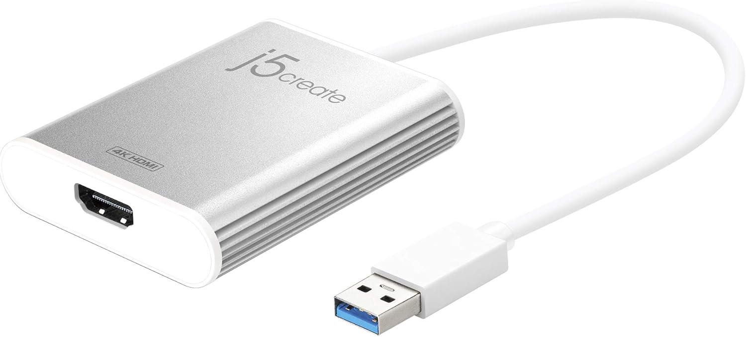 j5create USB 3.0 to 4K HDMI Display Adapter USB 3.0 Male Type-A Connector | HDMI Female Connector | 4K UHD | Resolution Up to 3840 x 2160 @ 30 Hz | Aluminum Housing Pack of 2