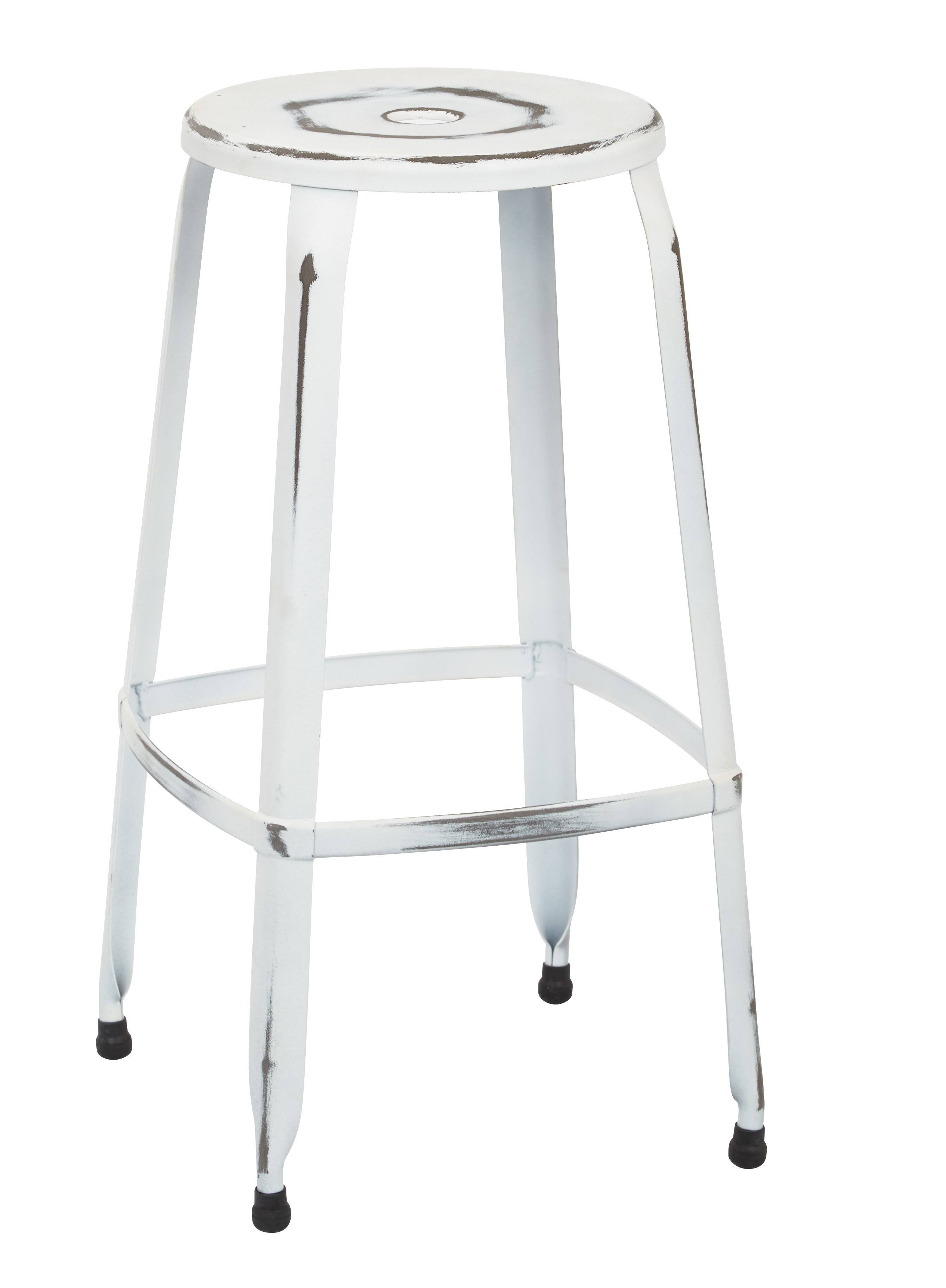 Office Star Newark 30x22 Metal Barstool Antique White/2-Pack