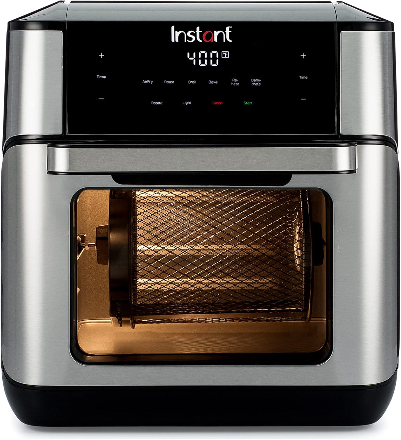 Instant Vortex Plus 10 Quart Air Fryer, Rotisserie and Convection Oven, Air Fry, Roast, Bake, Dehydrate and Warm, 1500W, Stainless Steel and Black