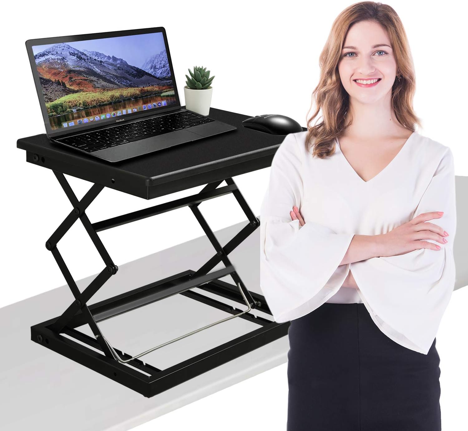 Height Adjustable Laptop Stand for Desk, Standing Desk, Stand Up Desk Converter, 4 Height Levels Sitting Standing Workstation for Notebook Computer Pack of 2