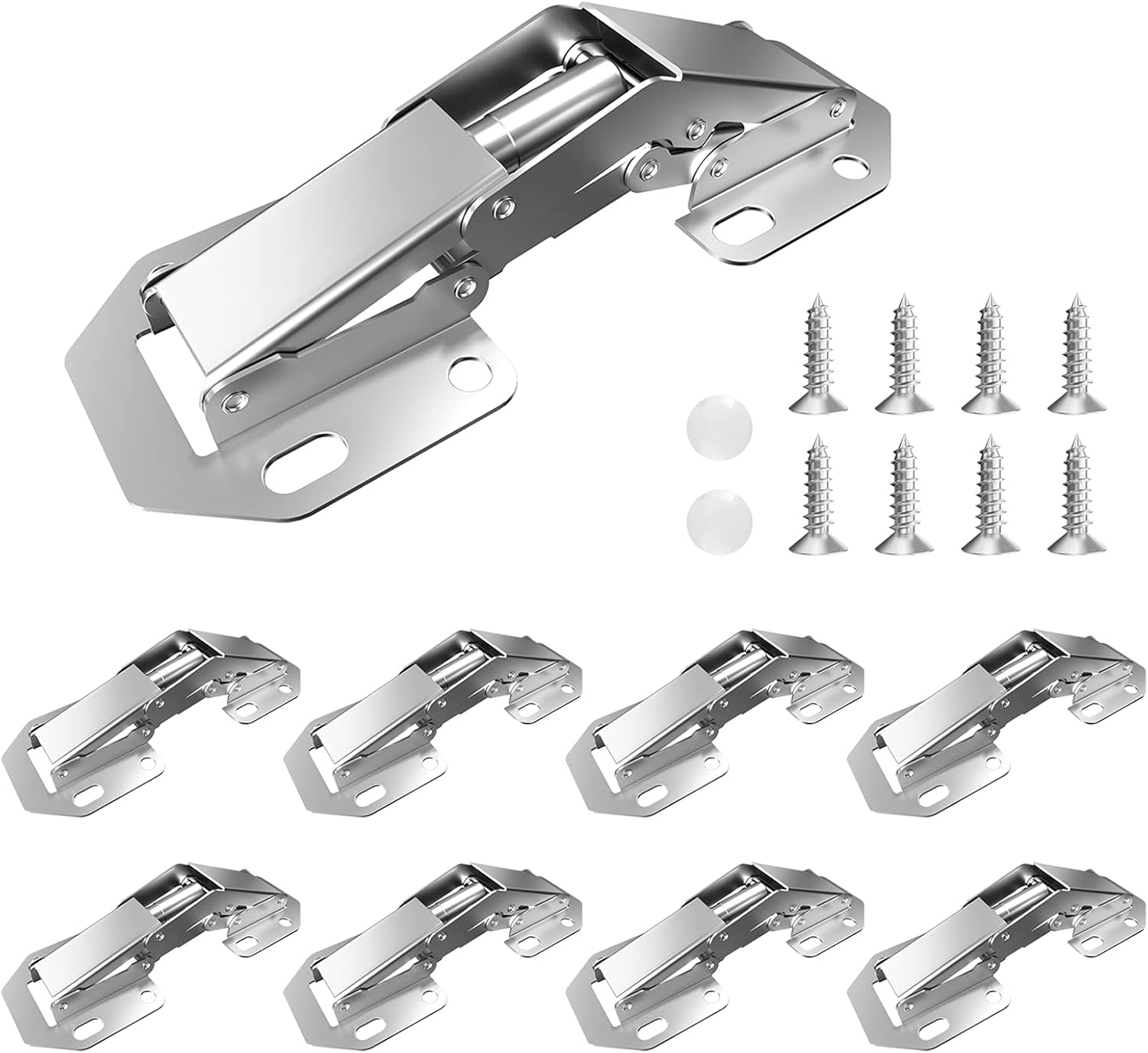 HOSOM 8-Pack Hidden Hinges, Frameless Cabinet Hinges, 90 Degree, Easy Installation