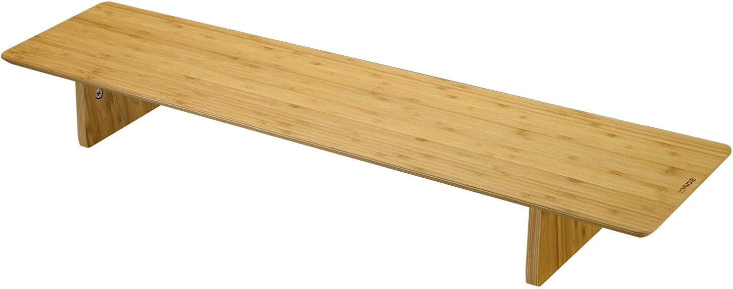 SAMDI Bamboo Wooden Dual Monitor Desktop Stand Riser, Computer Riser Bamboo Stand Riser for a Desktop Monitor, Sturdy and Stable Computer Screens Laptops or TVs Monitor Riser Stand for Desk (Bamboo) Pack of 2