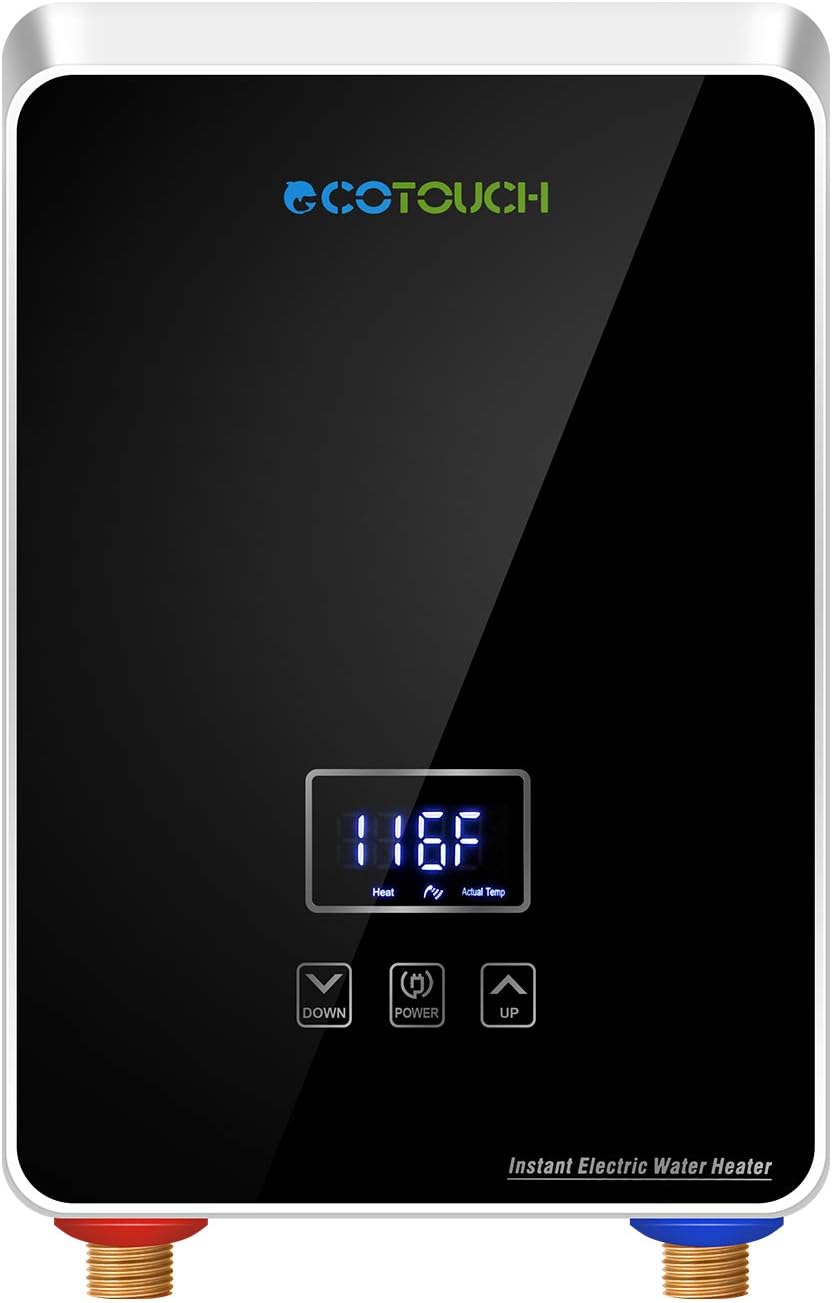Tankless Water Heater Electric 240V, On Demand Hot Water Heater Digital Display 5.5kW,Electric Instant Hot Water Heater,Overheating Protection, Black