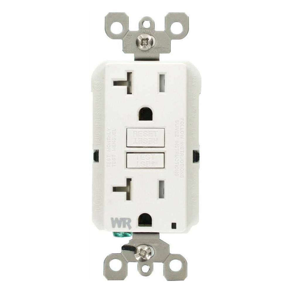 Leviton 20 Amp 125-Volt Duplex Self-Test Tamper Resistant/Weather Resistant GFCI Outlet, White (3-Pack)