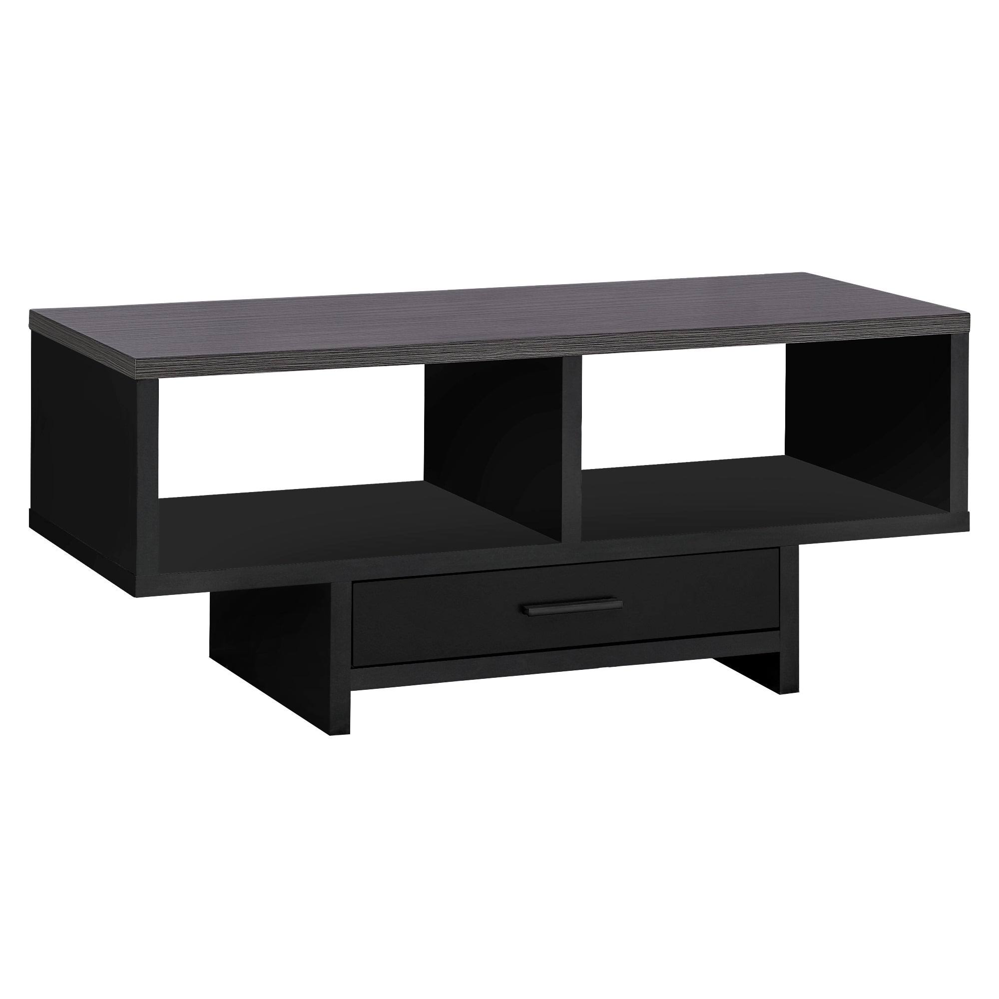 42.25x22 Black and Gray Contemporary Rectangular Coffee Table with Storage