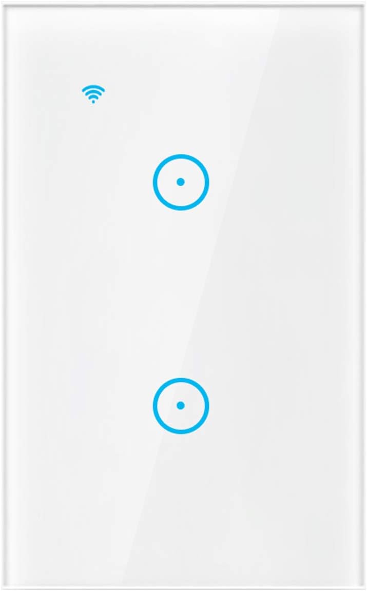 Smart Switch 3 Gang WiFi Light Switches in Tempered Glass Touch Panel by Tuya/Smart Life APP Compatibles with Alexa, Google Home and IFTTT,No Hub Required (3 Gang,White) Pack of 2