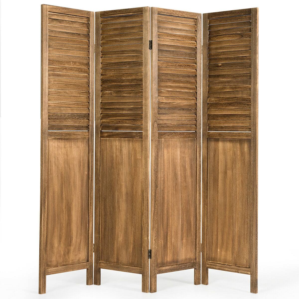 5.6 ft Tall 4 Panel Folding Privacy Room Divider-Wood