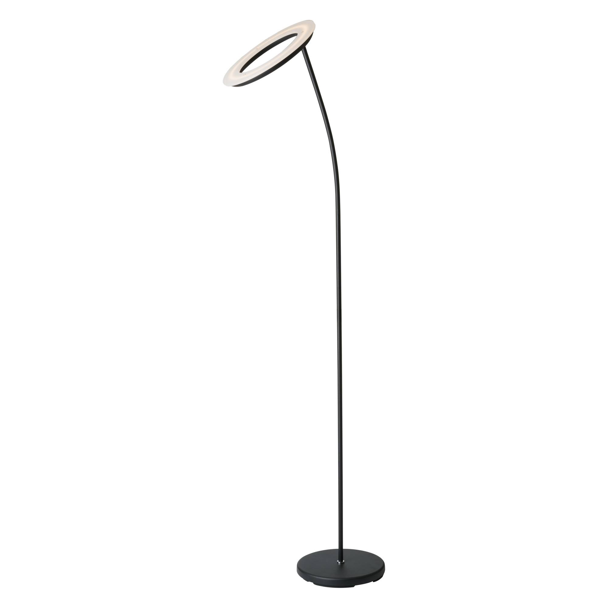 Ore International 73 in. LED Halo Torchiere Floor Lamp Matte Black