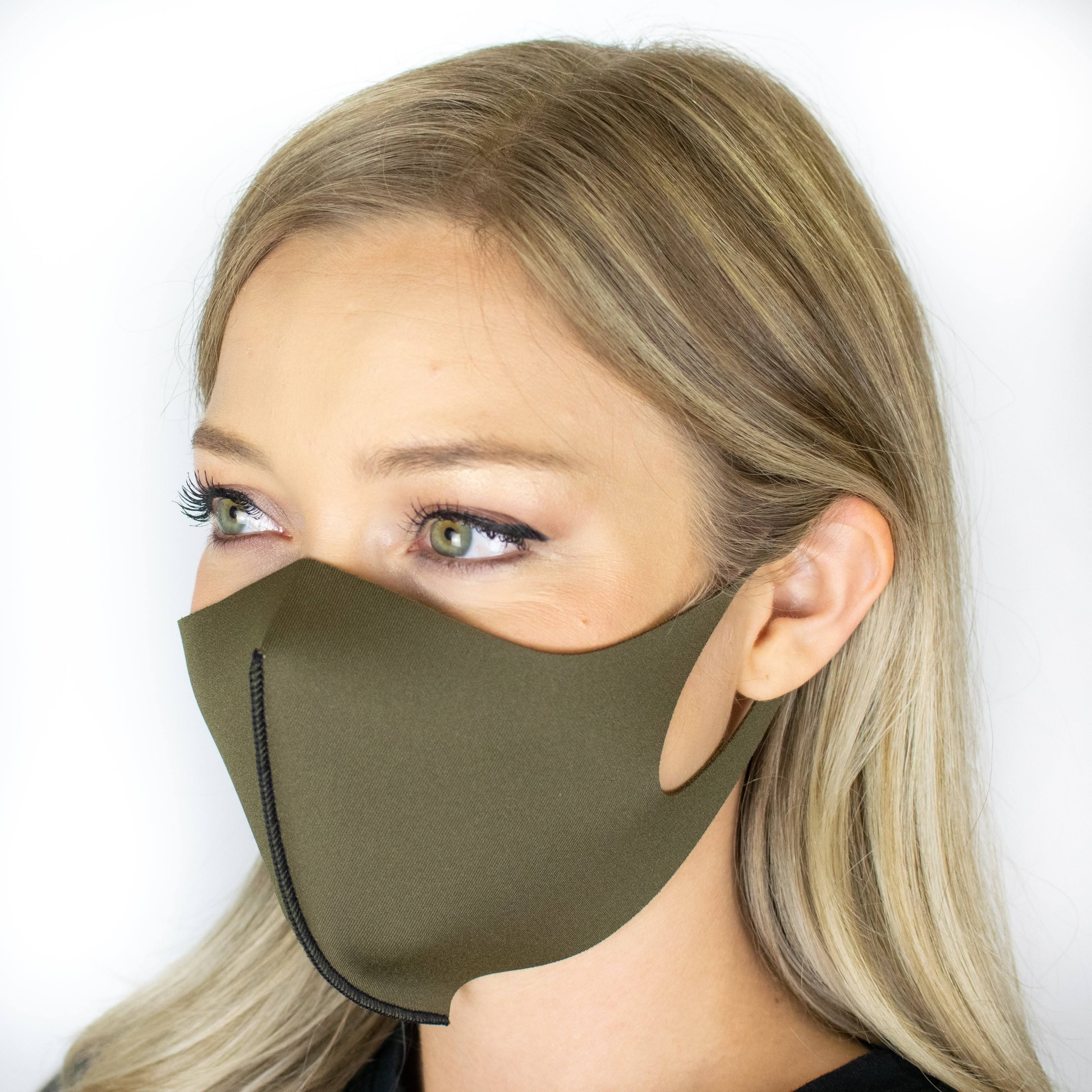 Dr. Green ATB UV Reusable Fashion Cloth Face Mask (Antimicrobial Silver-Nanotechnology) - Olive - 10-Pack