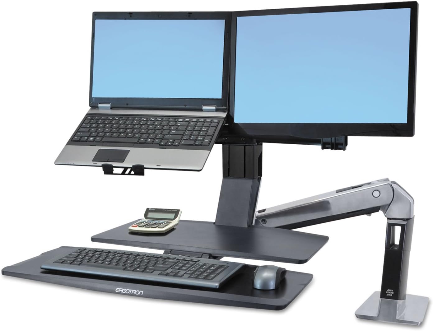 Ergotron 24316026 Workfit-A Sit-Stand Workstation W/Worksurface+,Dual LCD Monitors, Aluminum/Black