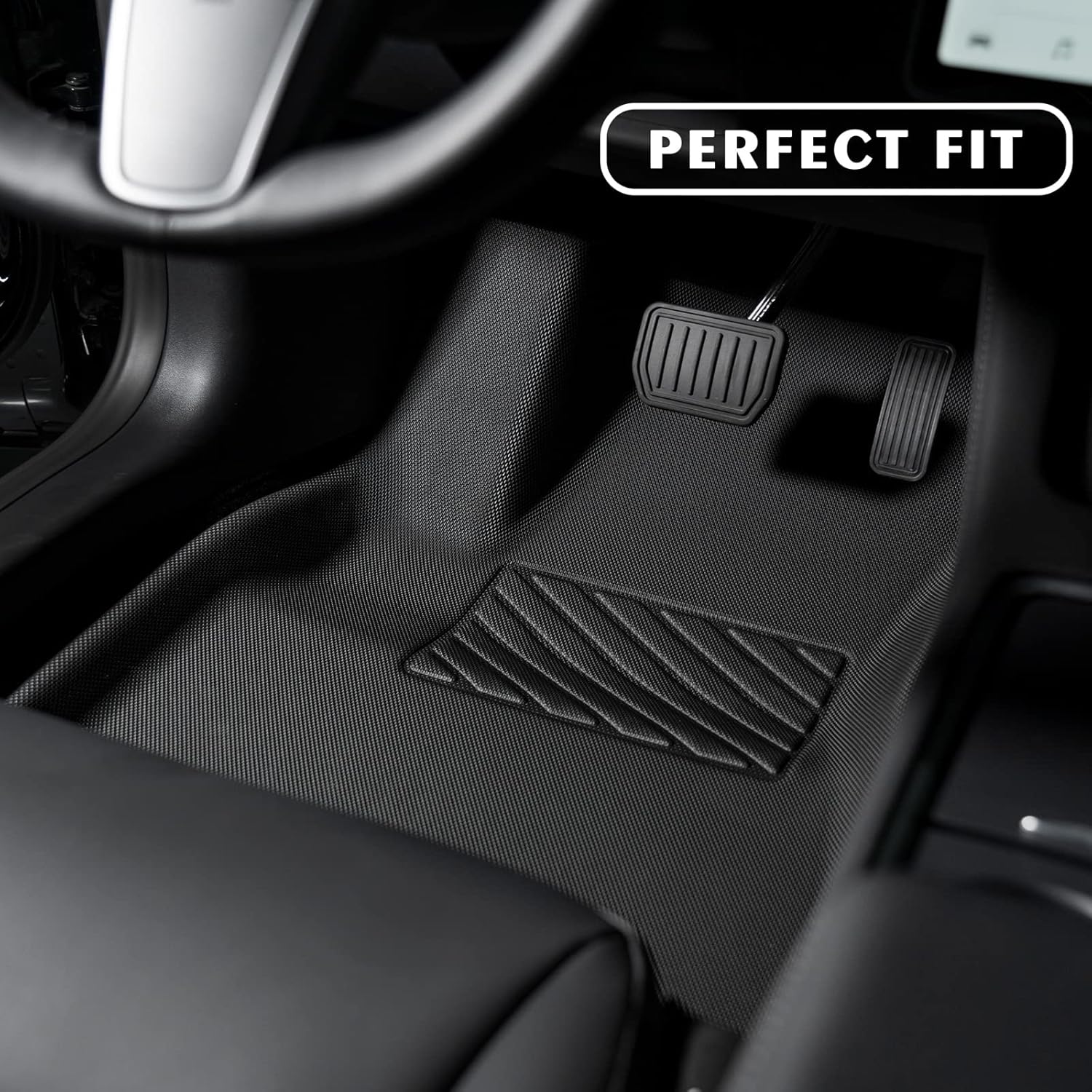 Ameliade Upgraded All Weather Floor Mats Compatible with Tesla Model 3 2021 2022 - Custom Fit Car 3D Floor Liners Interior Accessories Without Logo- Waterproof and Easy to Clean (Interior Floor Mats)