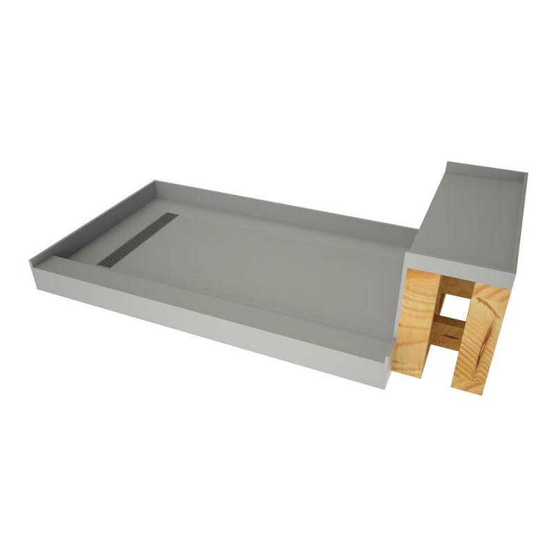 Tile Redi Base&N Bench 42 in. x 72 in. Single Threshold Shower Base and Bench Kit with Left Drain and Matte Black Grate