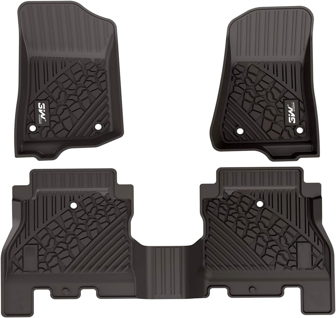 3W Floor Mats Compatible for Jeep Wrangler 4XE 2021-2022 Hybrid 4 Door TPE Floor Liner for Jeep Wrangler 4XE 4 Doors 1st and 2nd Row Full Set Car Mats (NOT for JL) Black