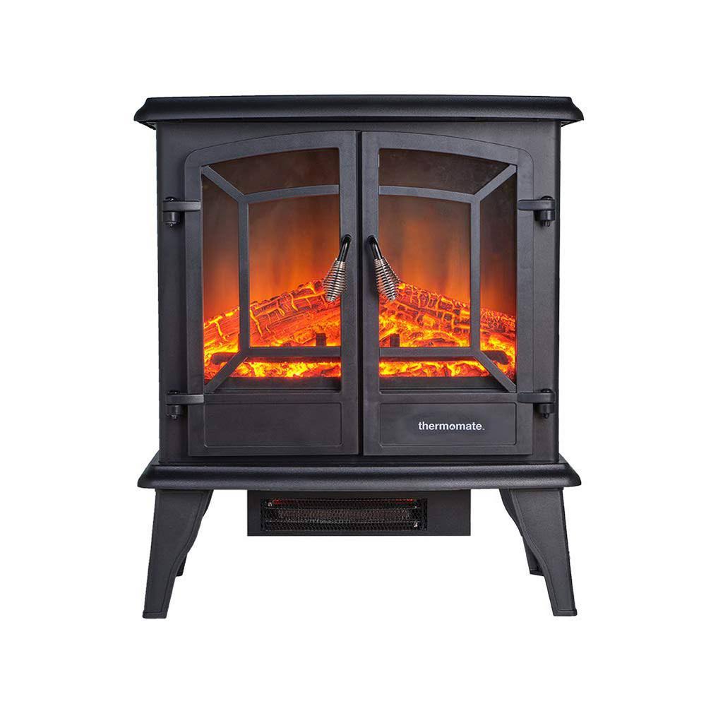 thermomate 20 in. Portable Freestanding Electric Fireplace in Black, CSA Approved