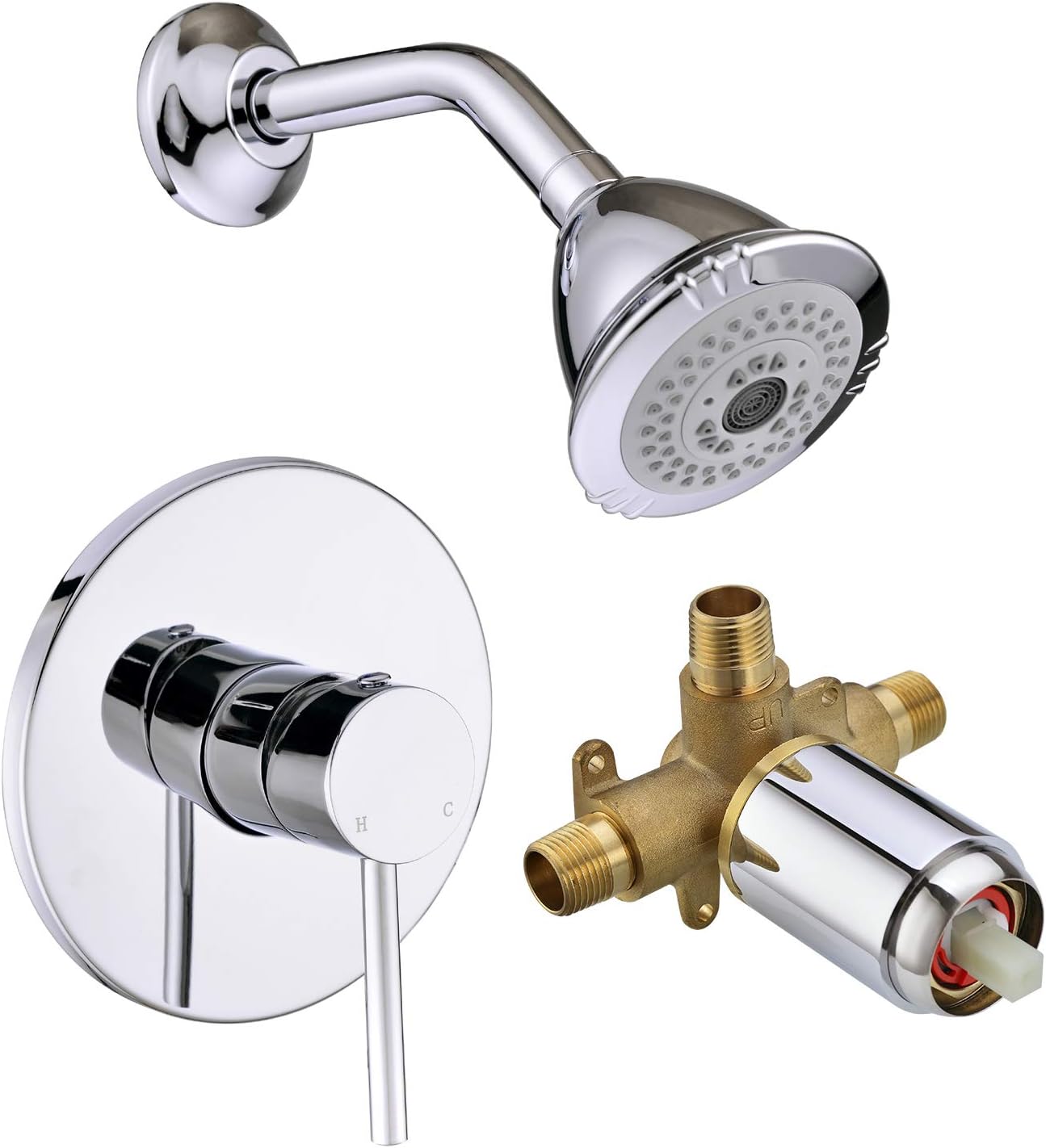 BESTILL Wall Mounted Shower Faucet Set, Included Shower Valve With Trim and Shower Head Kit, Matte Black