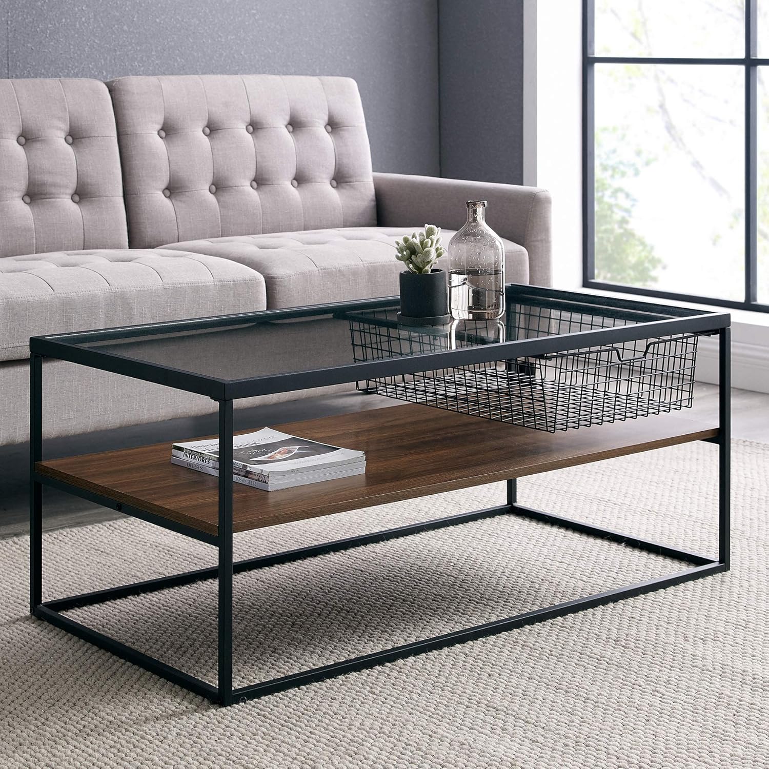 Walker Edison Industrial Farmhouse Square Side End Accent Table Living Room Small End Accent Table, 18 Inch, Rustic Oak