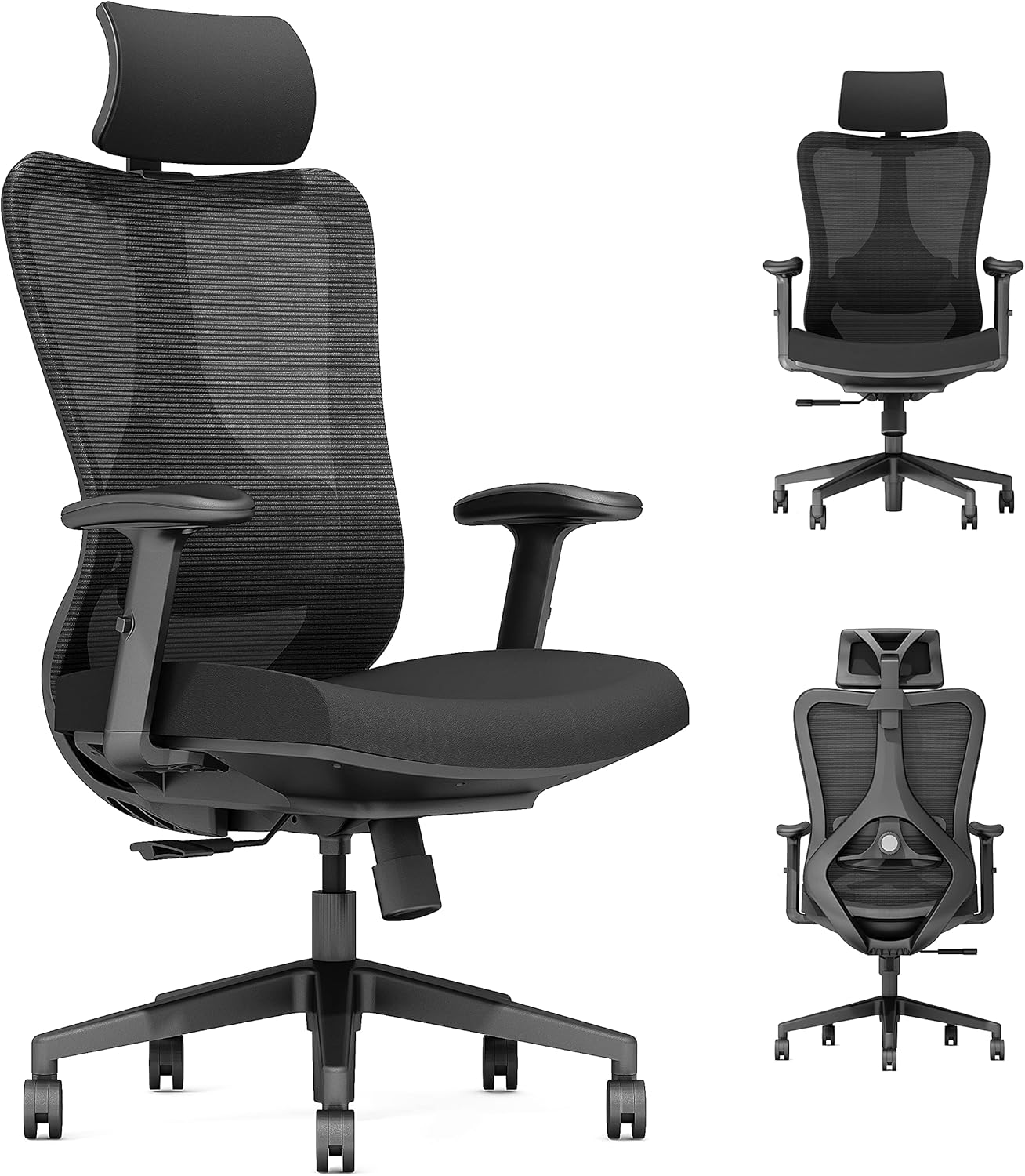 Ergonomic Office Chair Big And Tall High Back - PC Gaming Computer Desk Chair Wheel For Adults Kids Teens - Swivel Adjustable Executive Home Mesh Rolling Comfortable Task Arm Work Chair Lumbar Support