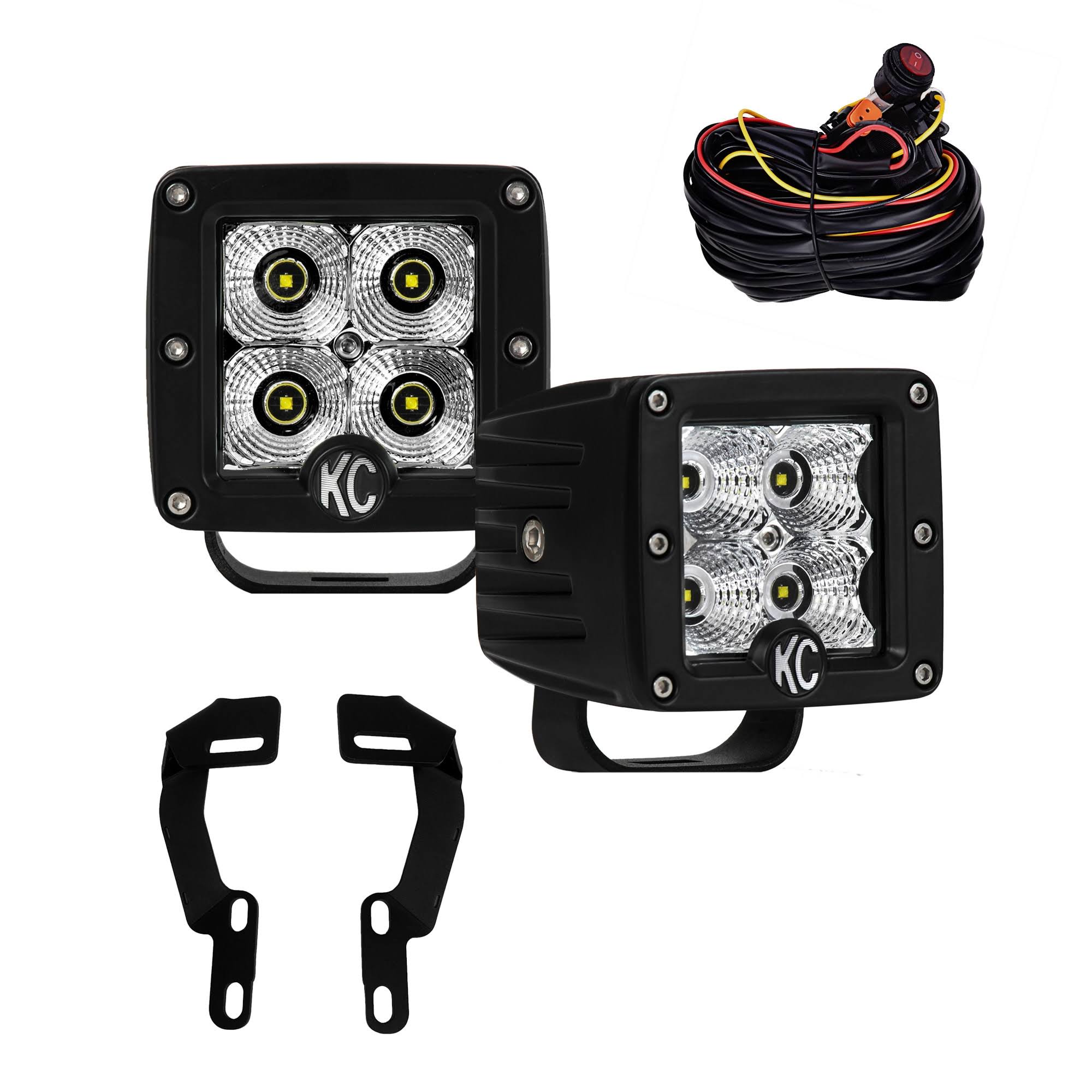 KC HiLiTES 97081 - 05-15 Toyota Tacoma Pillar/Ditch Mount Light Kit w/3in. C3 LED Flood Beam 12W Lights
