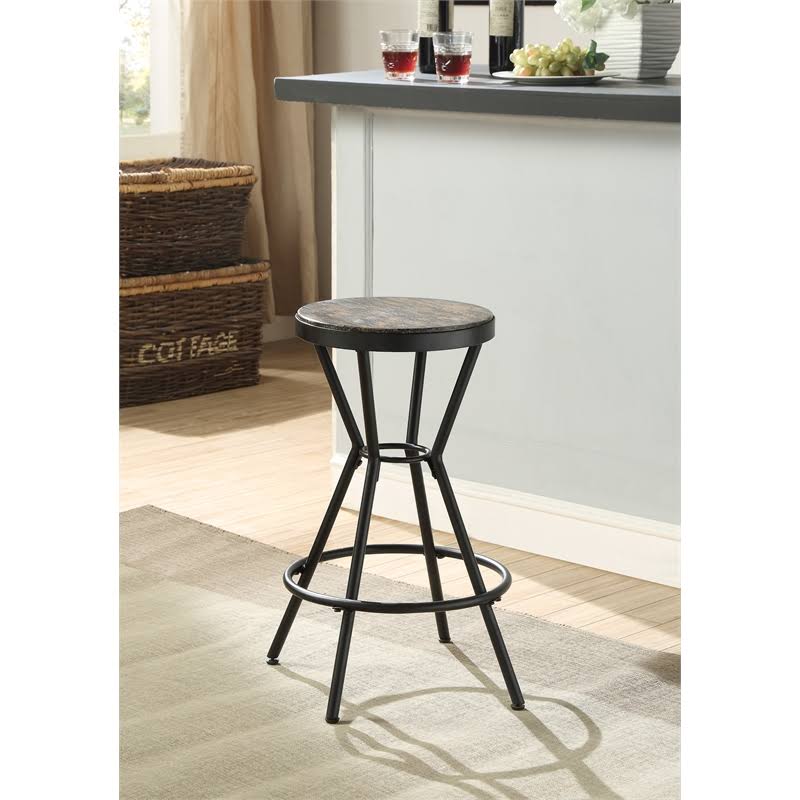 Furniture of America Stratus Industrial Metal Frame Bar Stool in Black