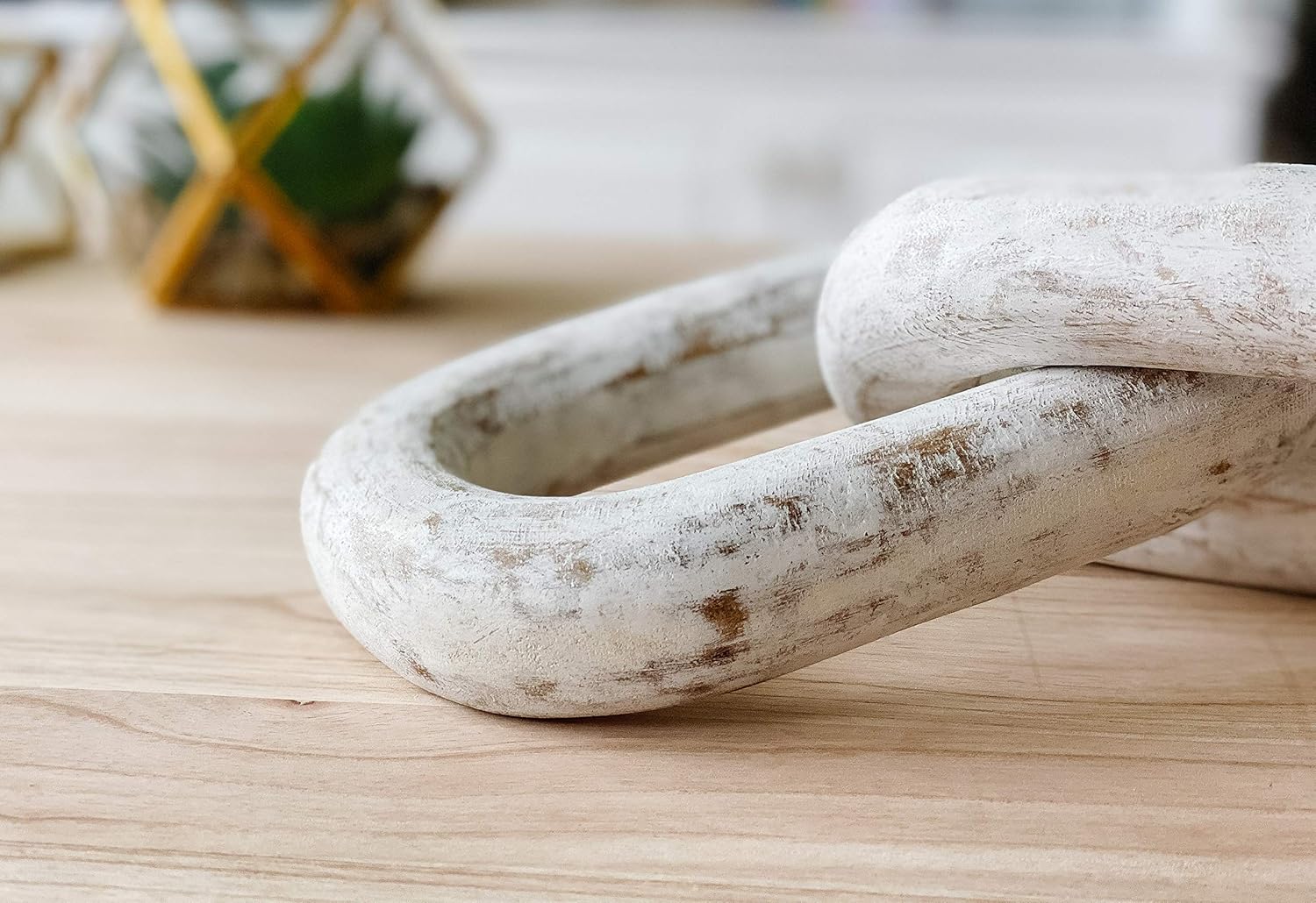 Mottled White Four Link Decorative Wooden Chain Pack of 2