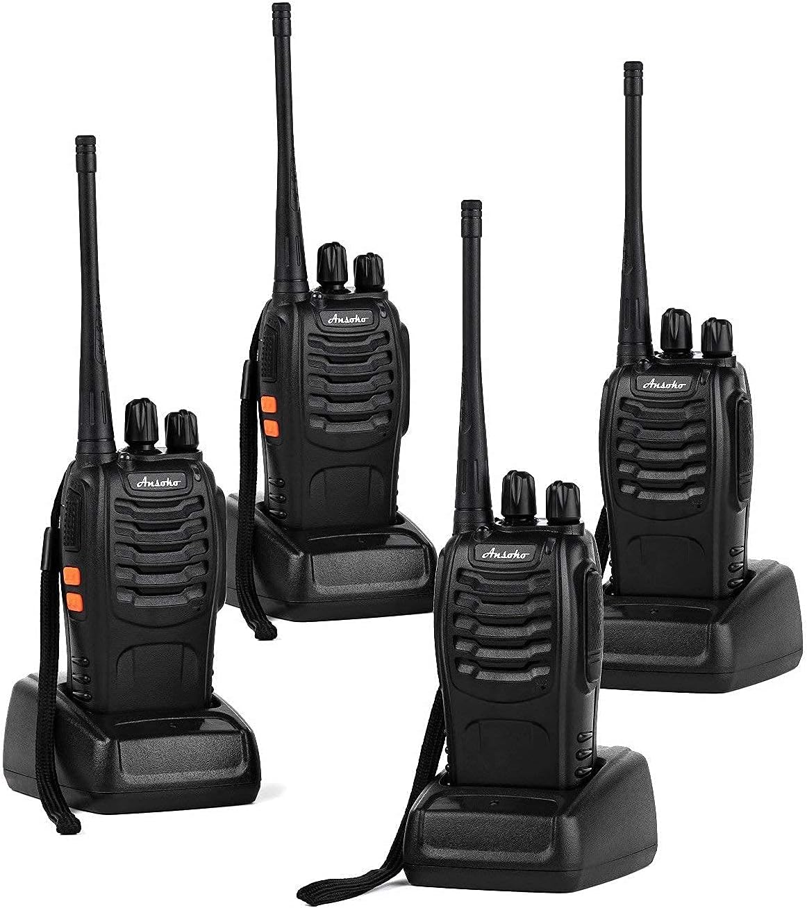 Ansoko Walkie Talkies Rechargeable Long Range Two Way Radios 16-Channel with Earpiece Battery n Charger (3 Pack)