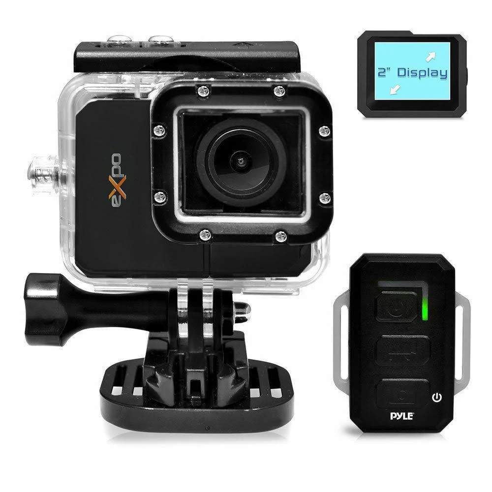 Pyle Expo Hi-Res Action Cam with Full HD 1080p Video, 20 Mega Pixel Camera: Black