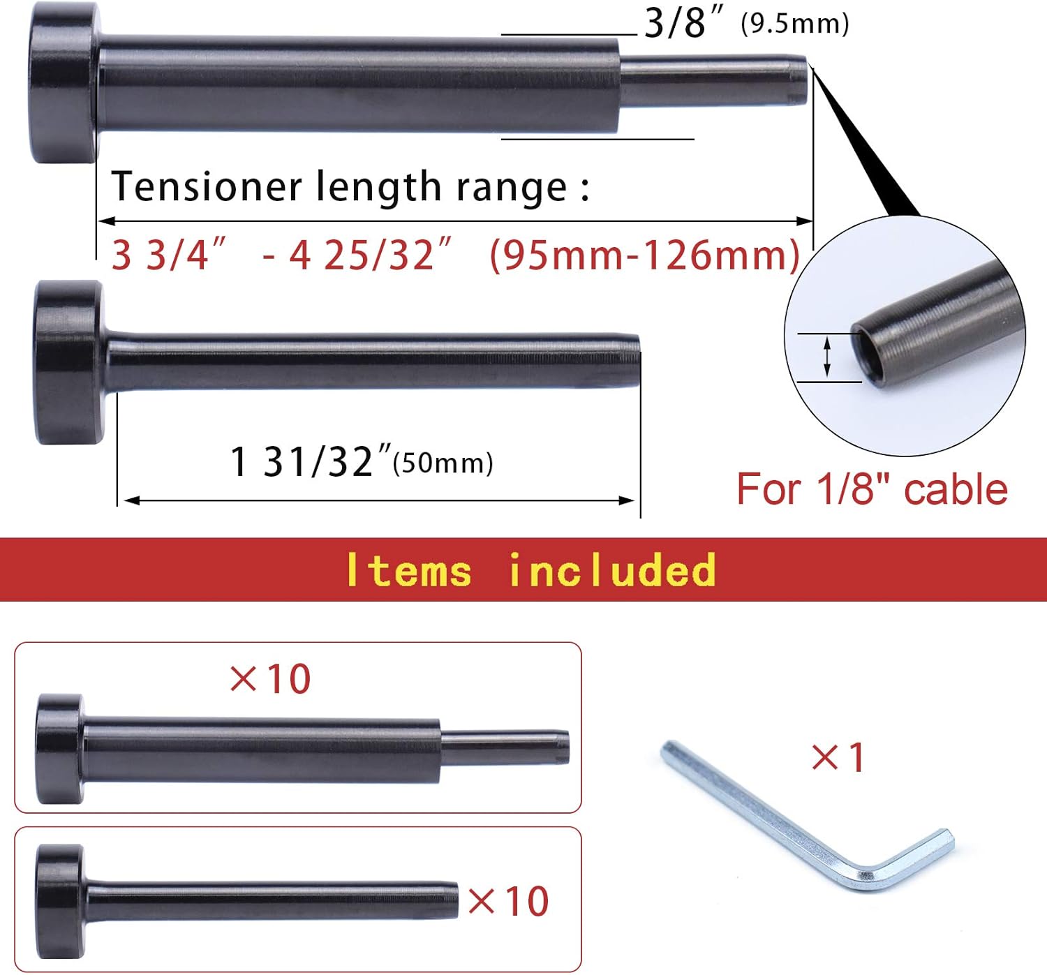 Muzata 10Pair Black Cable Railing kit Invisible 1/8
