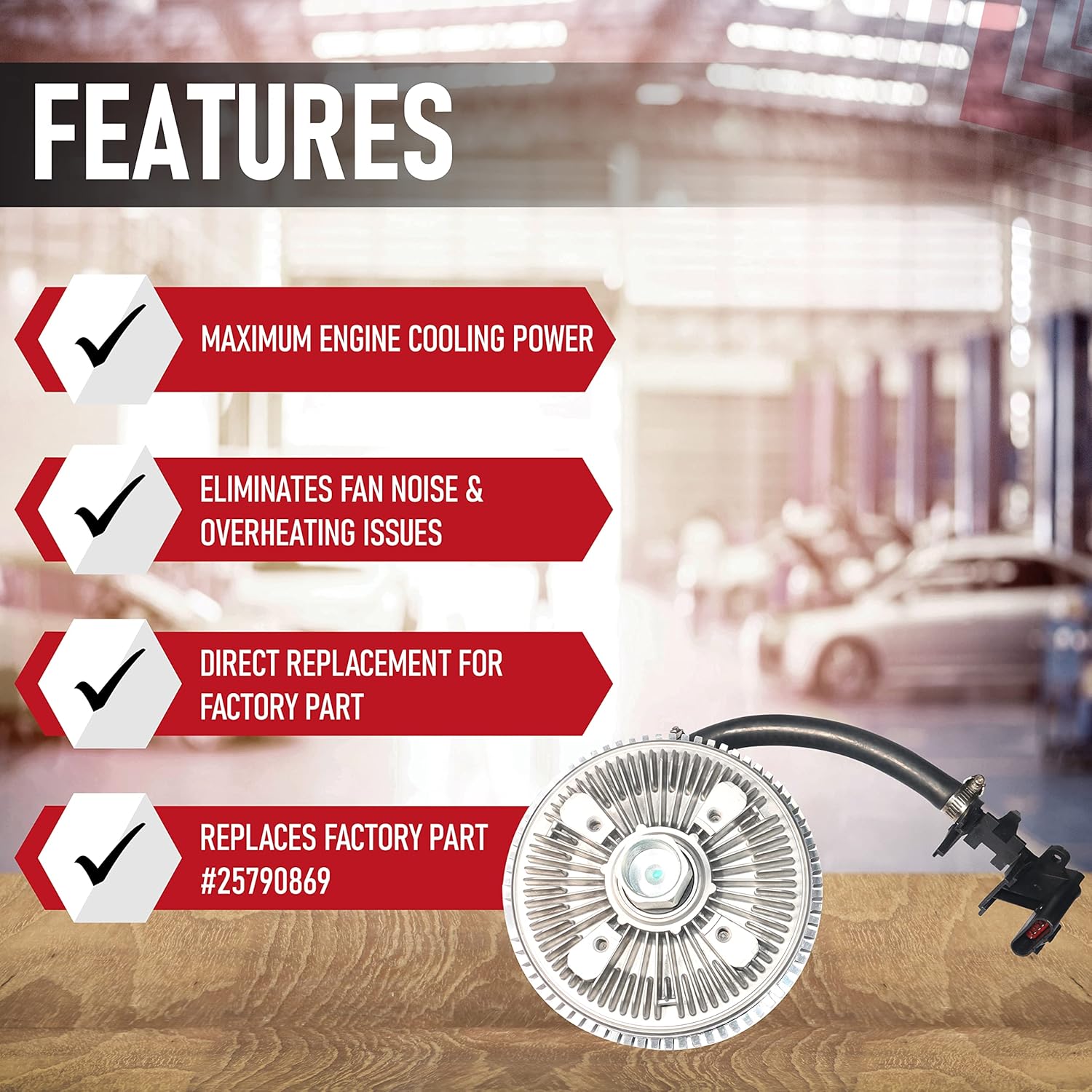 Electronic Radiator Fan Clutch with Harness - Compatible with Chevrolet, GMC & Buick Vehicles - Trailblazer 2002-2009, Envoy, Rainier, Ascender, Bravada, 9-7x - Replaces 25790869, 622001, 15293048