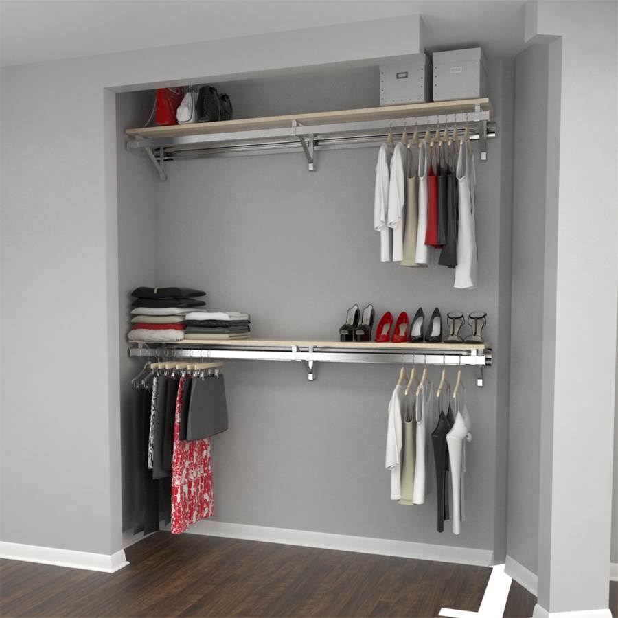 Arrange A Space Contemporary Closet System in Maple and Silver | ShopLadder