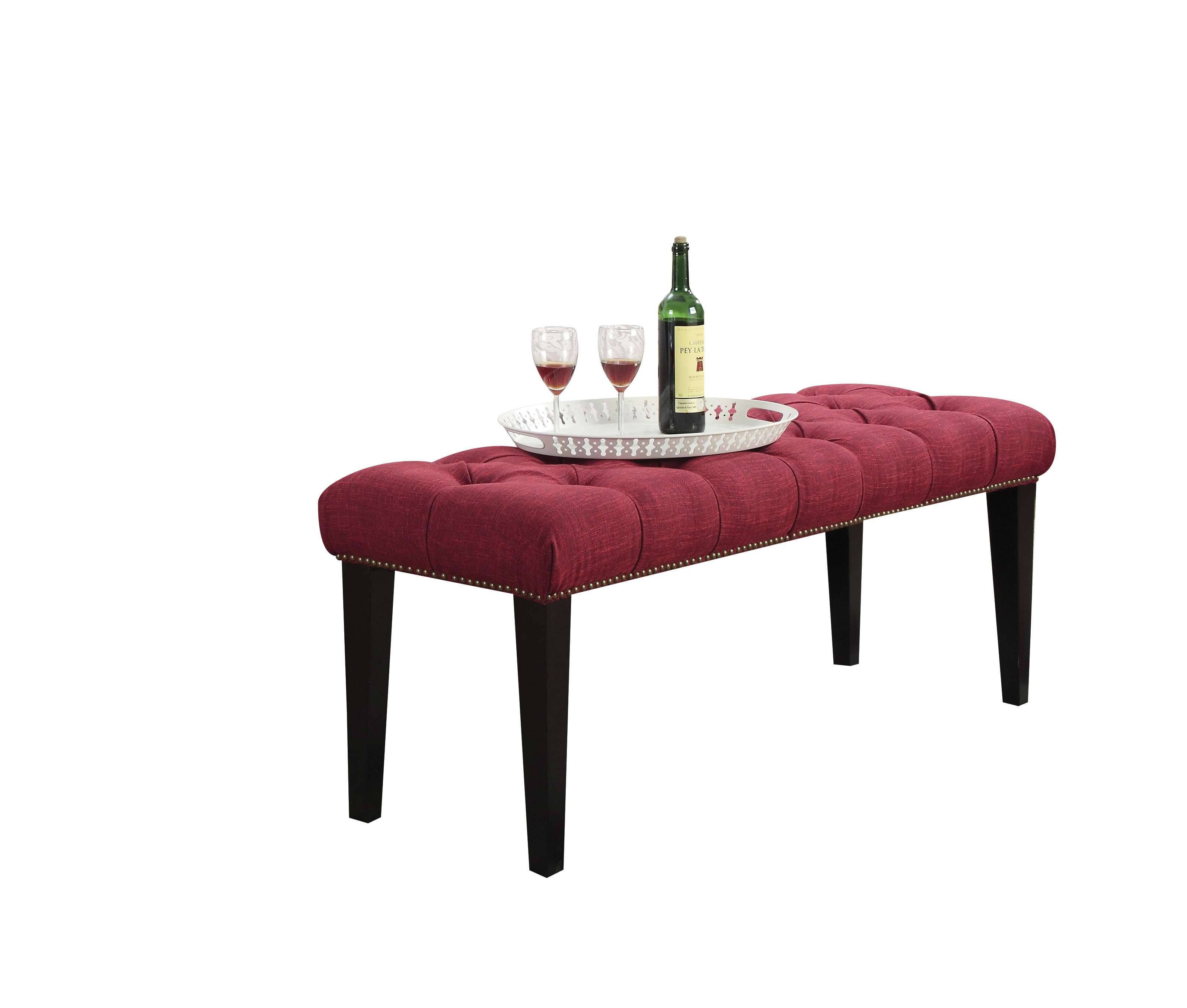 Acme Furniture Faye Bench - Red Linen u0026 Espresso