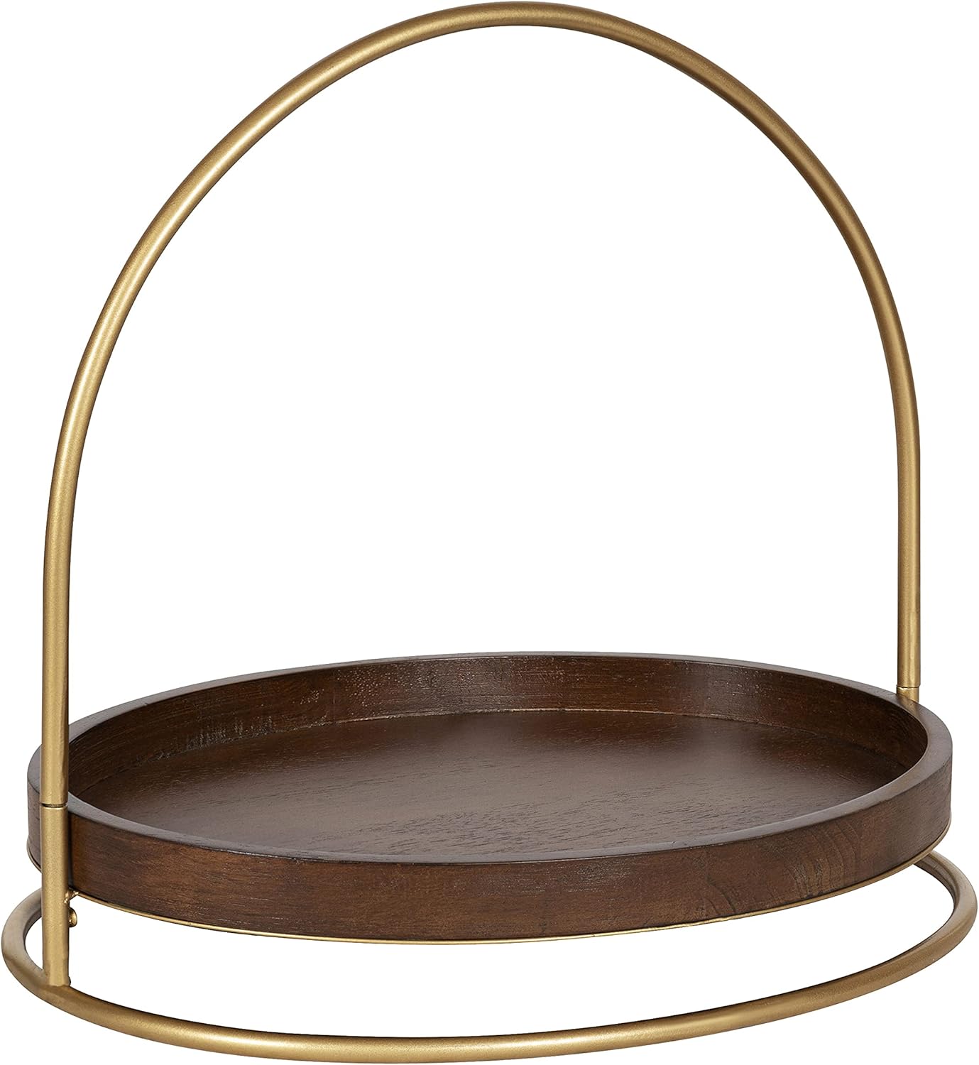 Kate and Laurel Maxfield Wood and Metal Decorative Tray, 16x11x14, Walnut Brown/Gold Pack of 2