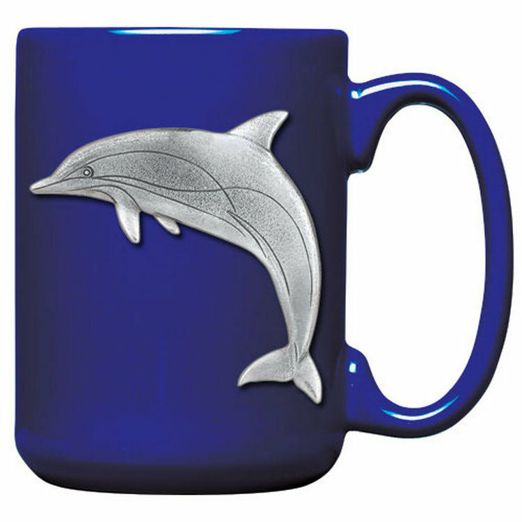 Dolphin #1 Pewter Accent Cobalt Blue Coffee Mug