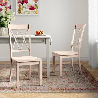 Cheryll Cross Back Side Dining Chair (Set of 2) Color: White Sand