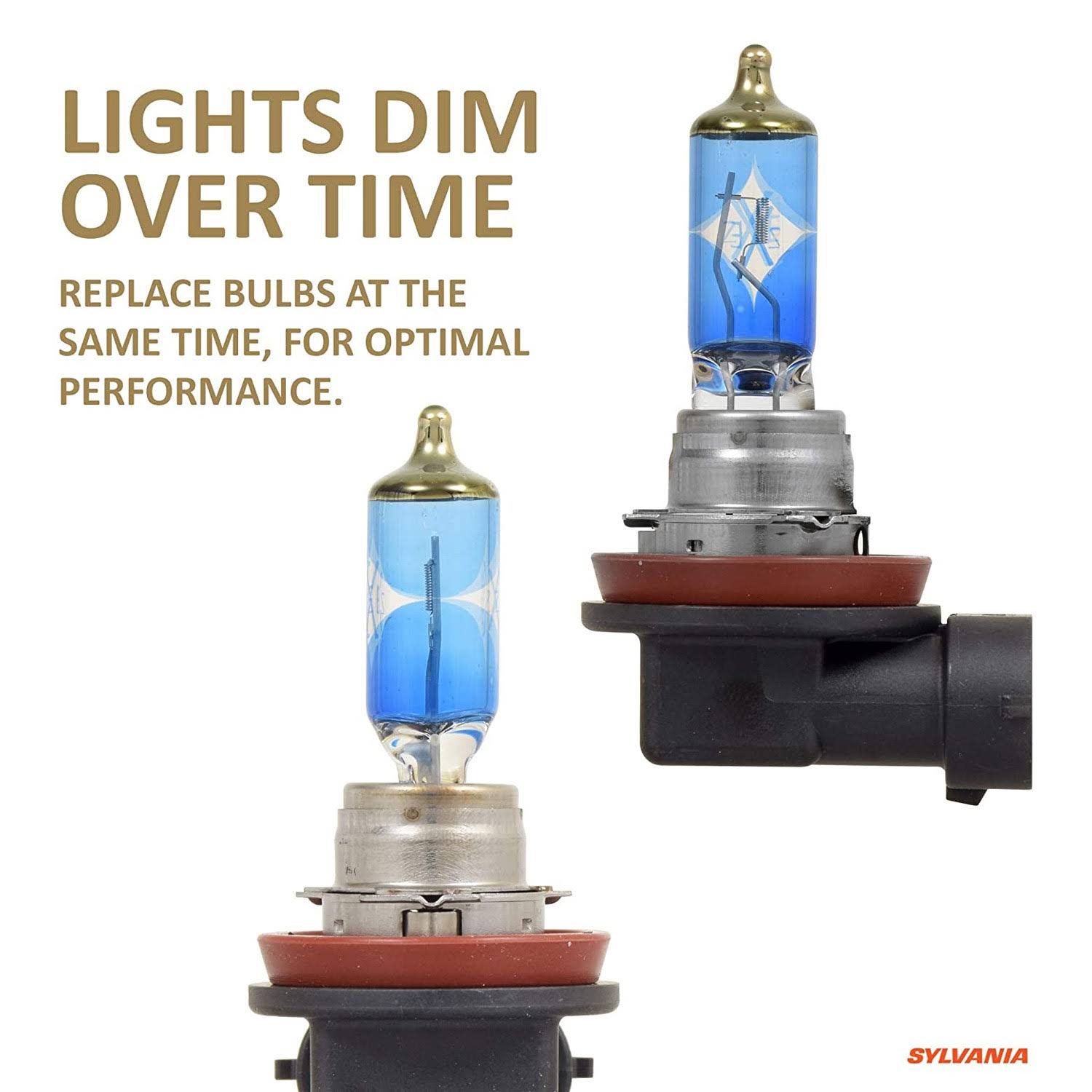 Sylvania H11 SilverStar zXe Gold Halogen Bulb, Pack of 2, H11SZG.PB2