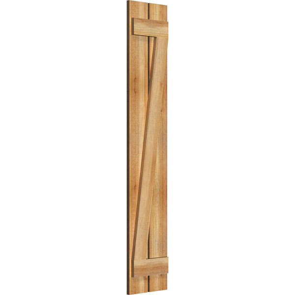 Ekena Millwork RBS06Z11X059RWR 11 1/4x22W x 59x22H TimberCraft Two 5 3/8x22 Boards Spaced Board-n-Batten Shutters w/Z-Bar, Rough