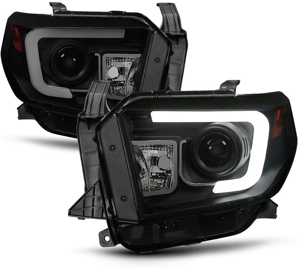 ACANII - For 2014-2017 Toyota Tundra Pickup LED DRL Chrome Housing Projector Headlights Headlamps, Driver & Passenger