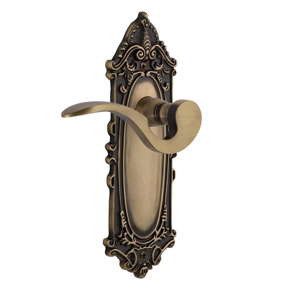 Nostalgic Warehouse VICMAN_PRV_238_NK Manor Privacy Door Lever Set - Antique Brass
