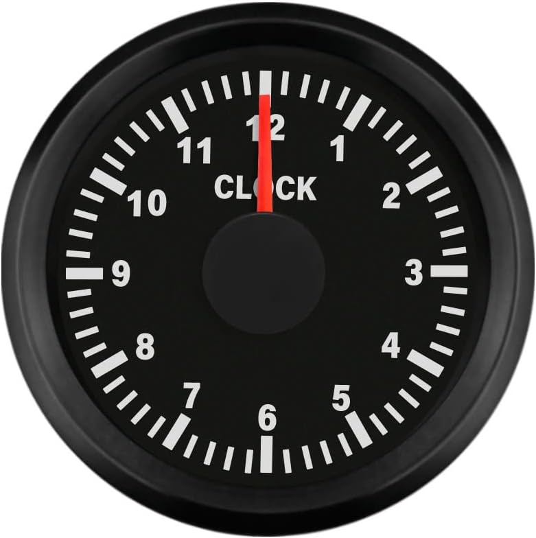 ELING Clock Meter Gauge 12-Hour Format with Backlight 52mm(2