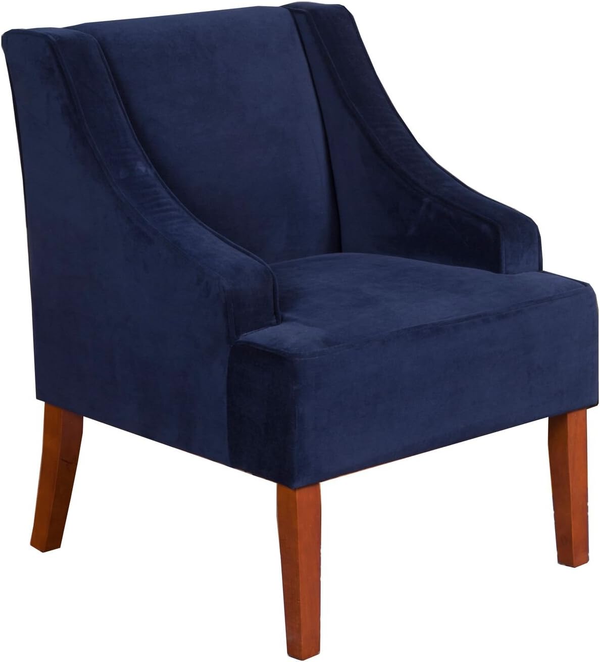HomePop Velvet Swoop Arm Accent Chair, Navy
