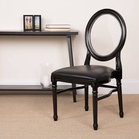 Hercules Series 900 lb. Capacity King Louis Chair with Transparent BACK, Black Vinyl Seat and Black Frame [le-b-b-c-mon-gg], Siz