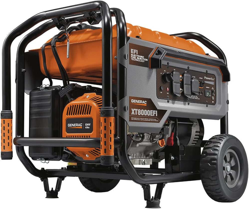 Generac 7162 8000 Watt Electronic Fuel Injection Portable Generator-EPA/CARB, Orange, Gray, Black