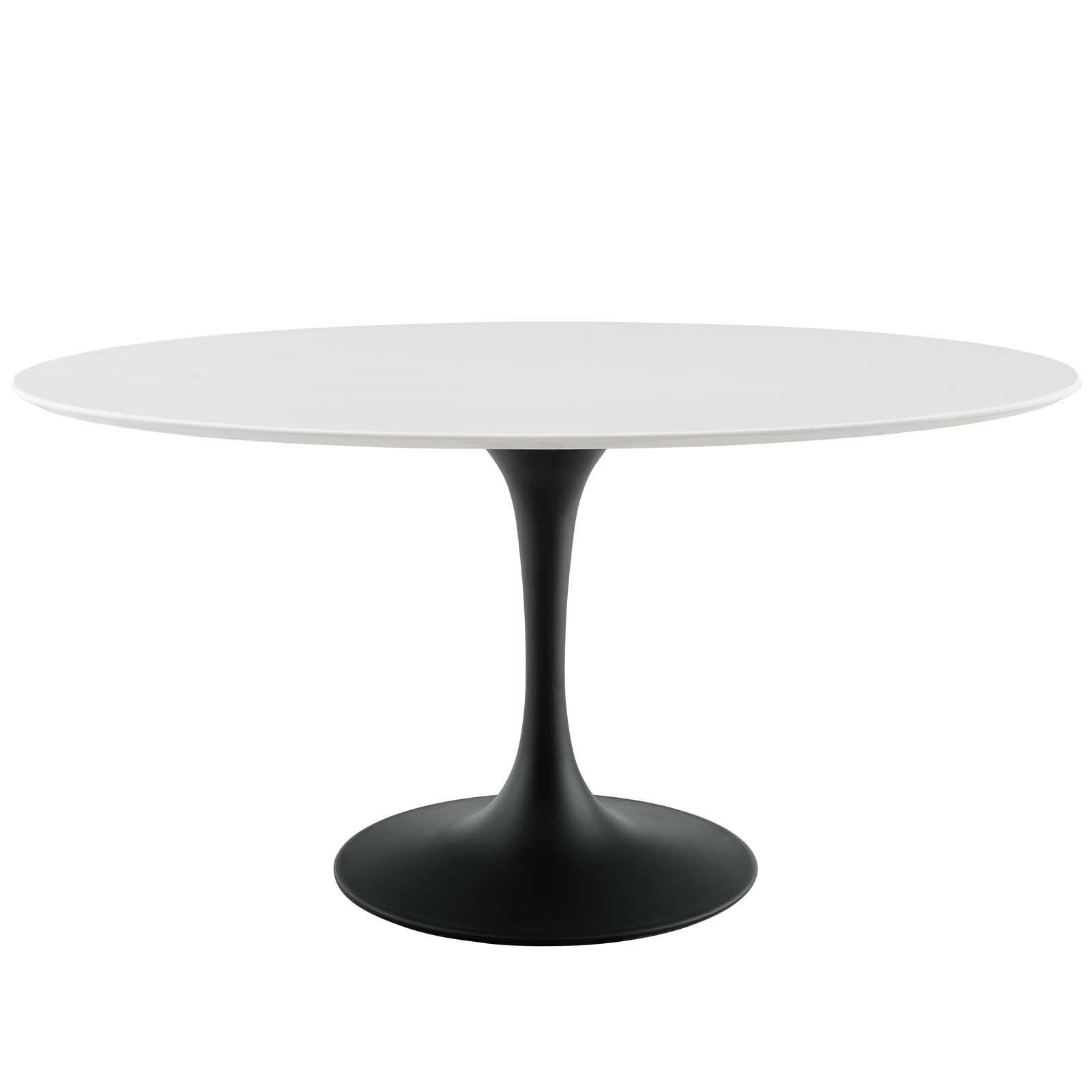 Modway Lippa 60x22 Oval Wood Top Dining Table - Black White