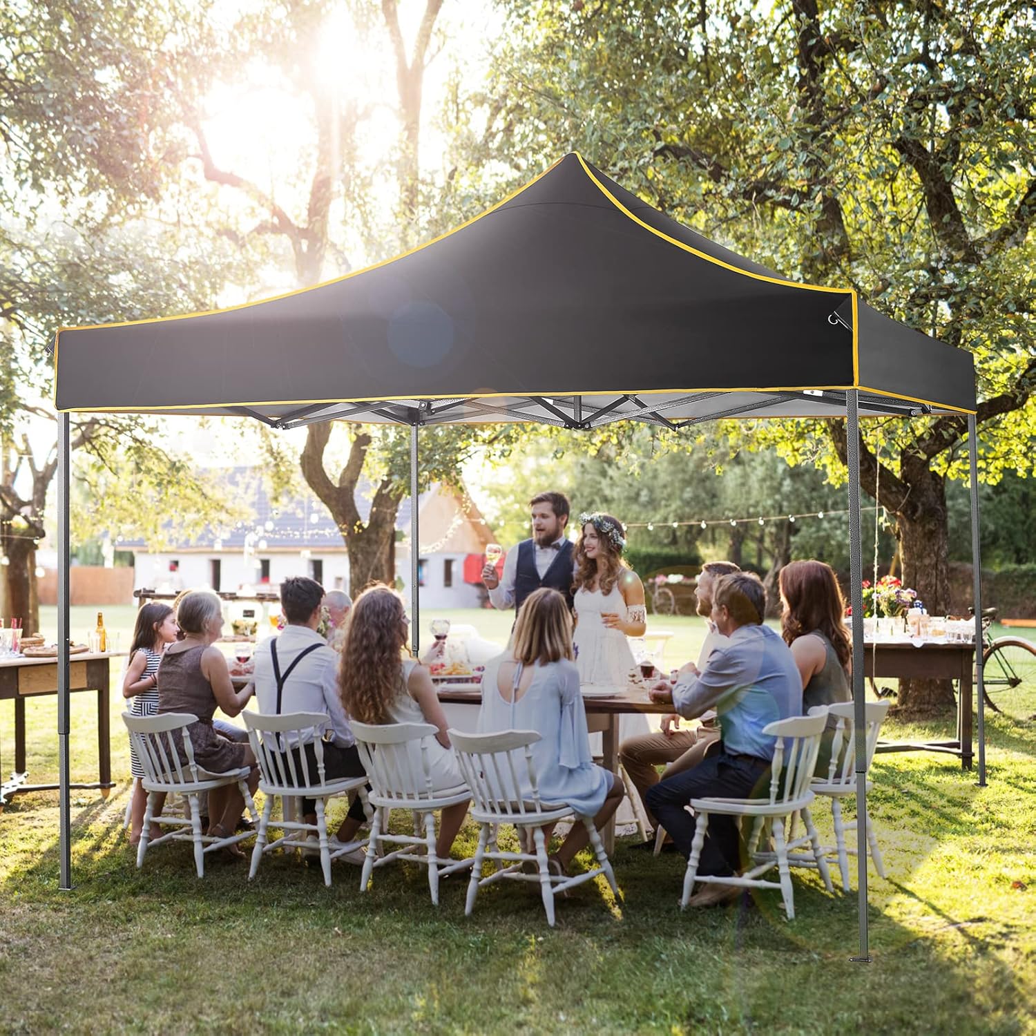 Pop Up Canopy Tent 10x10 Commercial Instant Canopy Tent , Waterproof Gazebo Tent Outdoor, Tent for Parties/Exhibition/Picnic, Portable Folding with Carry Bag(Black)