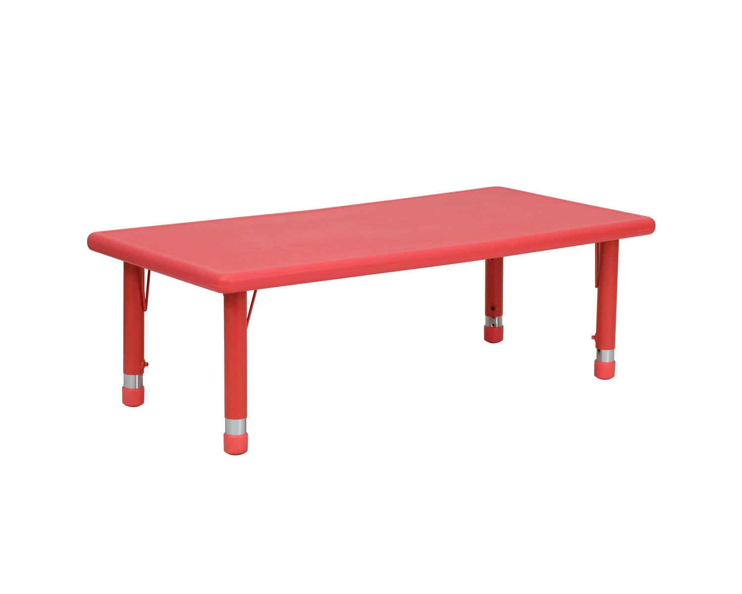 Offex Rectangular Plastic Height Adjustable Preschool Activity Table - Red