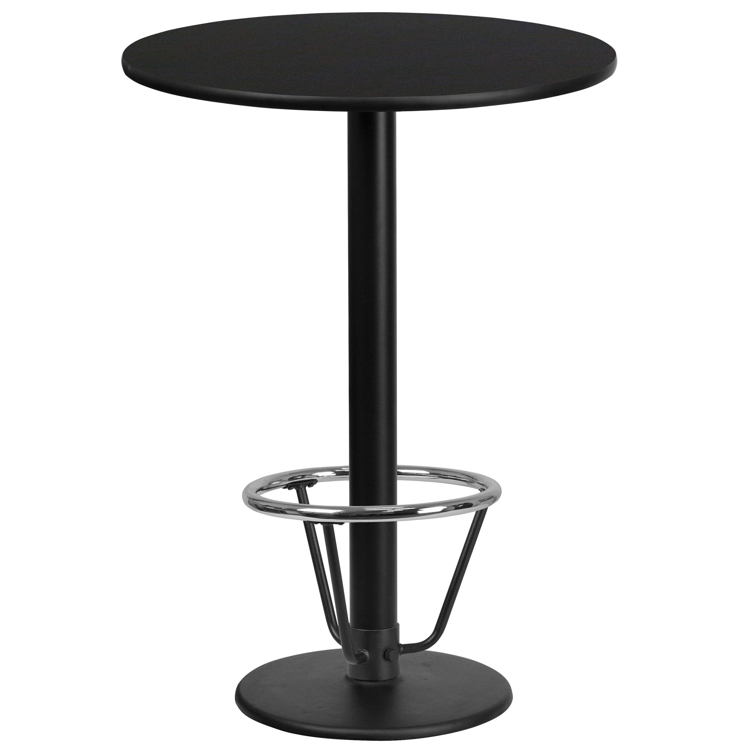 Flash Furniture 24&& Round Black Laminate Table Top with 18&& Round Bar Height Table Base and Foot Ring