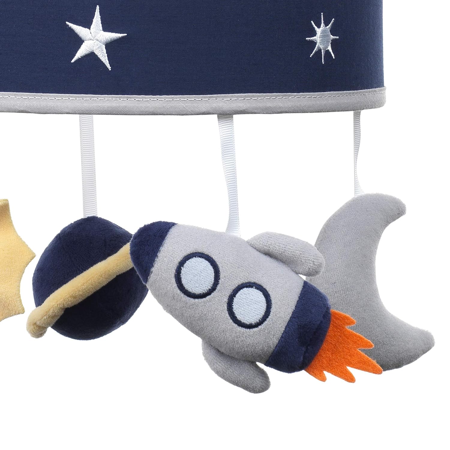 Lambs & Ivy Milky Way Musical Baby Crib Mobile - Blue/Navy/Gray Space Theme Pack of 2