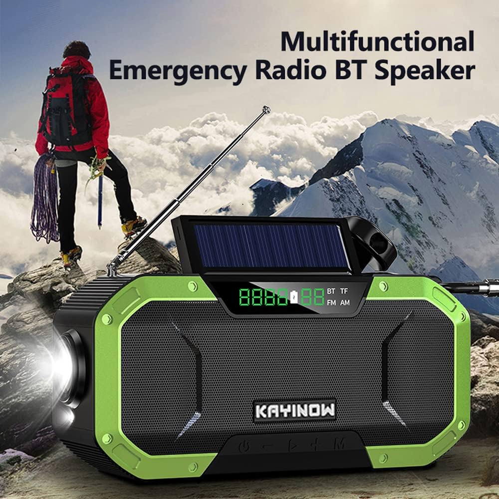 Emergency Radio,Geevorks Portable Hand Crank Radio/Dynamotor IPX6 Waterproof,Emergency BT Speaker with SOS Alarm,LED Light, Solar Charging, Hand Crank & Battery Operated, Red Pack of 2